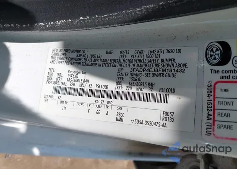 2015 Ford Fiesta Se from USA, damaged, VIN 3FADP4EJ8FM181432